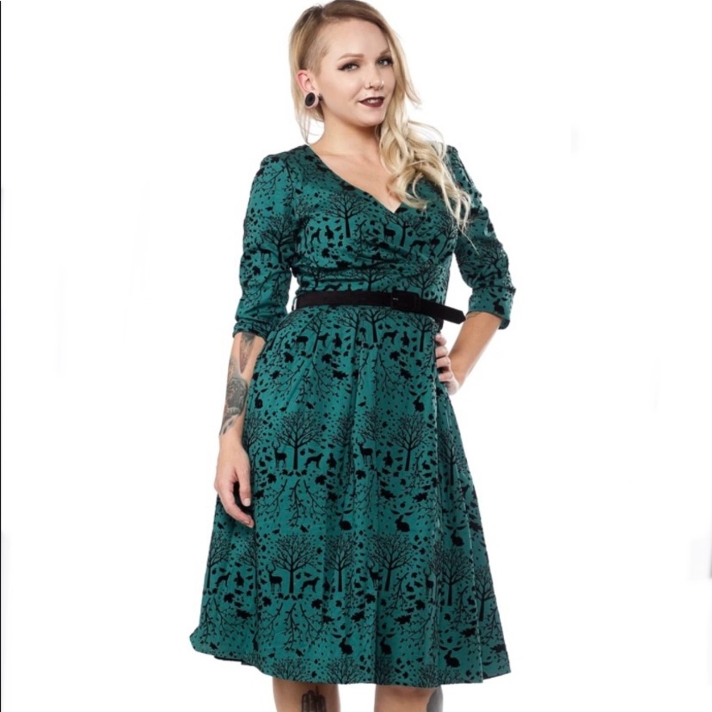 Hell Bunny Sherwood 50s Dress in Green Size Small